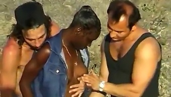 Three White Guys Pleasure A Black Woman By The Seaside