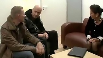 A Mature German Woman With Unshaven Skin Enjoys Dual Pleasure With Two Penises