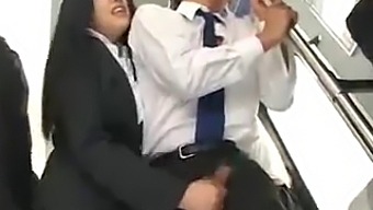 Passenger Gives A Handjob To An Asian Man On A Bus