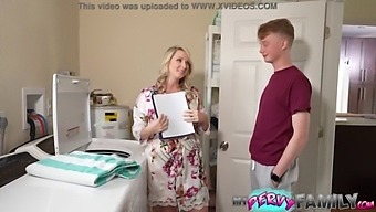 Stepmother Offers Stepson A Sensual Massage With Her Ample Natural Breasts