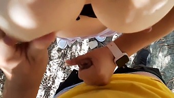 Older Woman Exposes Herself While Giving A Blowjob In Nature