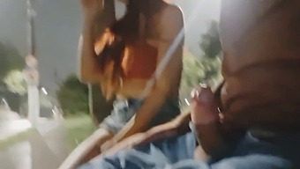 Daring Handjob To A Sexy Woman Waiting At The Bus Stop!
