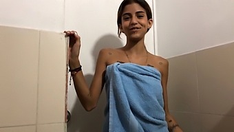 Young And Petite Stepsis Discovers Solo Pleasure In Her Bathroom And Eagerly Receives A Facial Finish